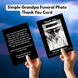 Einfaches Grandpa Beerdigung Foto Dankeschön Karte
