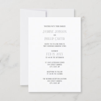 Einfaches Grau-Design - 3x5 Hochzeit/Empfang einla Einladung