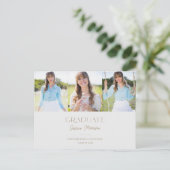Einfaches Grau & Gold Multi-Foto-Abschluss Postkarte (Stehend Vorderseite)