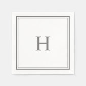Einfaches Grau Monogramm mit Grenz-Napkins Serviette (Vorderseite)