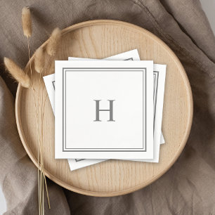 Einfaches Grau Monogramm mit Grenz-Napkins Serviette