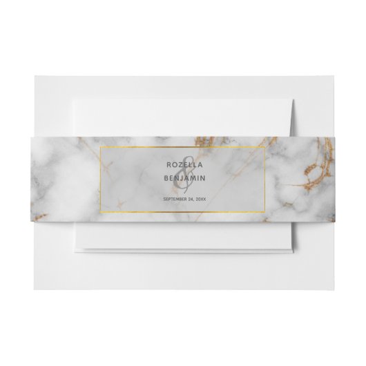 Einfaches Grau- und Goldmarmor Agate Elegant Einladungsbanderole (Vorderseite Beispiel)