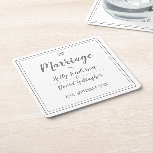 Einfaches Grau-Weiß-Design Rechteckiger Pappuntersetzer (angewinkelt)