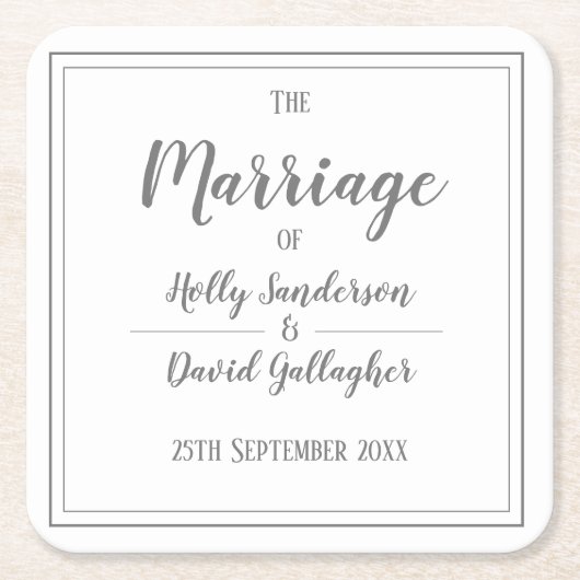 Einfaches Grau-Weiß-Design Rechteckiger Pappuntersetzer (Vorderseite)