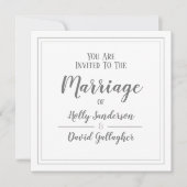 Einfaches Grau-Weiß-Hochzeitstag auf dem Platz Einladung (Vorderseite)