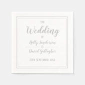Einfaches Grau-Weiß-Hochzeitstag auf dem Platz Serviette (Vorderseite)