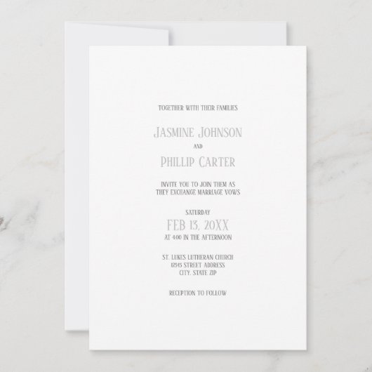 Einfaches graues Design - Einladung zur Hochzeit (Vorderseite)