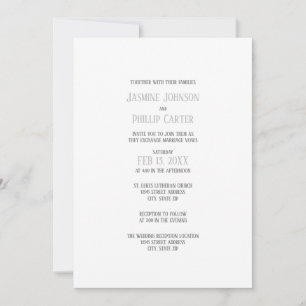 Einfaches graues Design - Hochzeit/Empfangs-Einlad Einladung