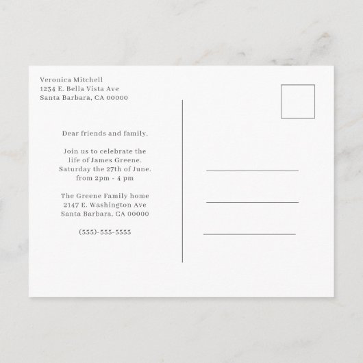 Einfaches graues Foto zum Leben Ankündigungspostkarte (Rückseite)