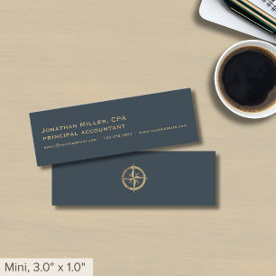 Einfaches graues Gold-Compass-Logo Mini Visitenkarte