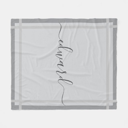 Einfaches graues Individuelle Name Fleecedecke (Vorderseite (Horizontal))