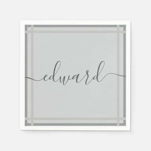 Einfaches graues Individuelle Name Serviette (Vorderseite)