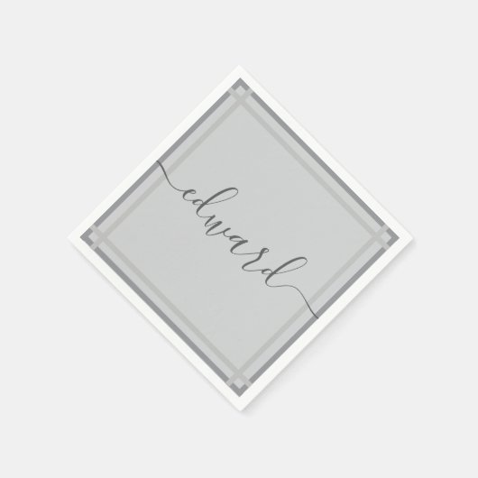 Einfaches graues Individuelle Name Serviette (Ecke)