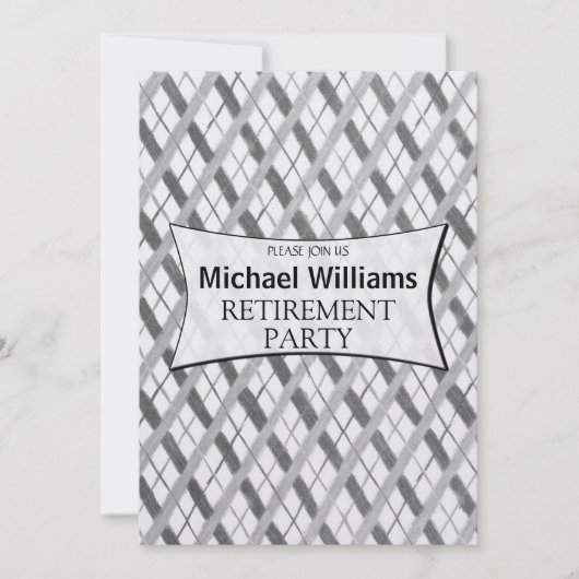 Einfaches graues Kariertes Rentenalter-Party Einladung (Vorderseite)