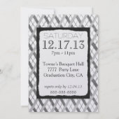Einfaches graues Kariertes Rentenalter-Party Einladung (Rückseite)
