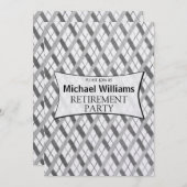 Einfaches graues Kariertes Rentenalter-Party Einladung (Vorne/Hinten)