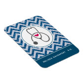 Einfaches graues PflegeStethoscope auf Blue Zickza Magnet (Rechte Seite)
