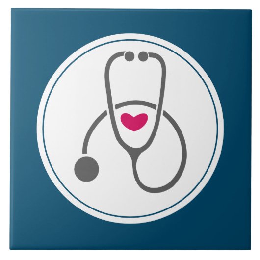 Einfaches graues PflegeStethoskop mit rotem Herzen Fliese (Vorderseite)