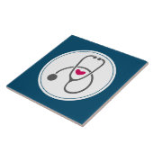 Einfaches graues PflegeStethoskop mit rotem Herzen Fliese (Seite)