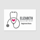 Einfaches graues PflegeStethoskop mit rotem Herzen Namensschild (Vorderseite)