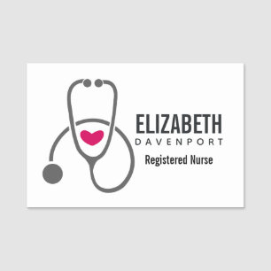 Einfaches graues PflegeStethoskop mit rotem Herzen Namensschild