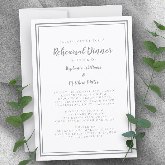 Einfaches graues Probe-Dinner Einladung