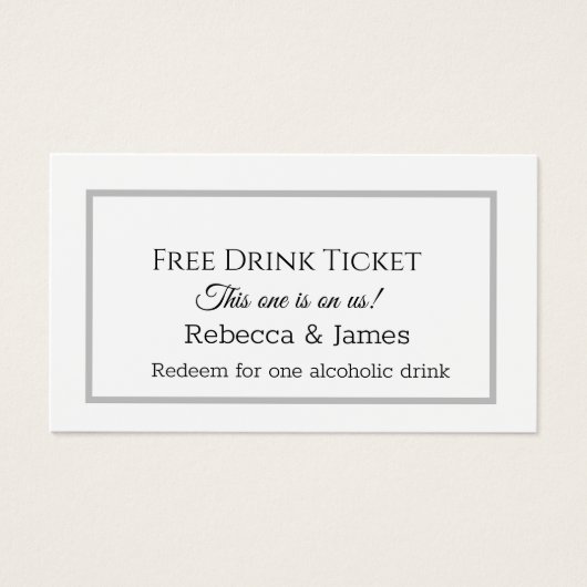 Einfaches graues Schlichtes Ticket Drink (Vorderseite)