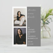 Einfaches Gray in Love Memory Beerdigung Foto Einladung (Stehend Vorderseite)