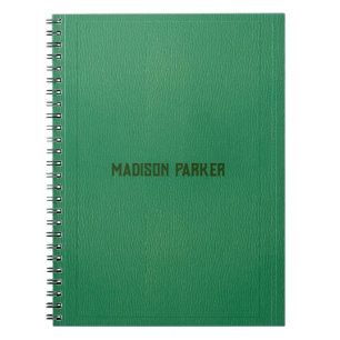 Einfaches Green Leather Notebook Notizblock