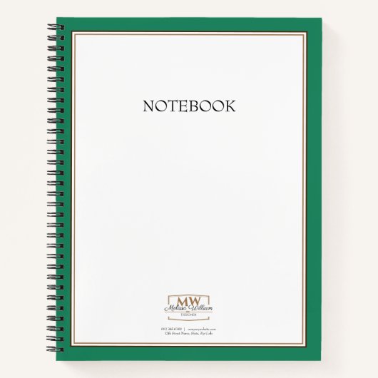 Einfaches Green Monogram Business Notizblock (Vorderseite)