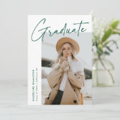 Einfaches Green Script 5 Foto Collage Abschluss Ankündigung (Stehend Vorderseite)