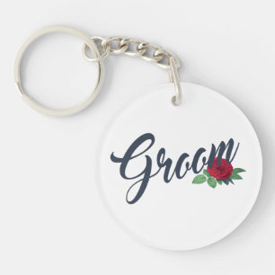 Einfaches Groom Floral Hochzeit Kalligrafie   Schl Schlüsselanhänger