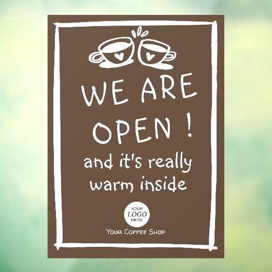 Einfaches großes Coffeeshop-Zeichen mit Logo Fensteraufkleber (Blatt 3)