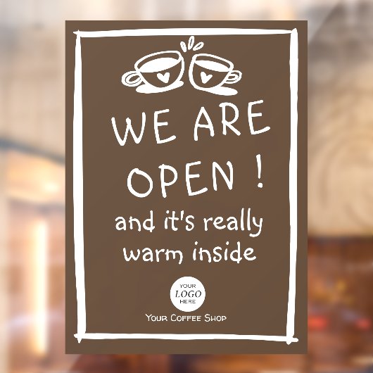 Einfaches großes Coffeeshop-Zeichen mit Logo Fensteraufkleber (Blatt 2)