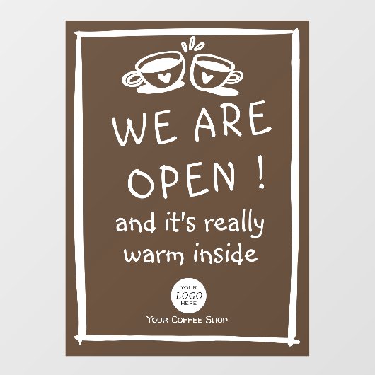 Einfaches großes Coffeeshop-Zeichen mit Logo Fensteraufkleber (Blatt)