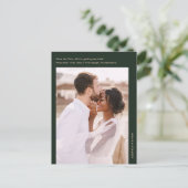 Einfaches Grün-Foto-Hochzeitsszenario speichern Si Postkarte (Stehend Vorderseite)
