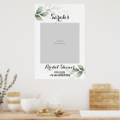 Einfaches Grün Hochzeitsdusche Foto Prop Poster (Küche)