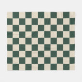 Einfaches Grün und Beige Preppy Schachbrettmuster Fleecedecke (Vorderseite (Horizontal))