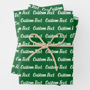 Einfaches, grün und weiß kurvenreiches Skriptmuste Geschenkpapier Set