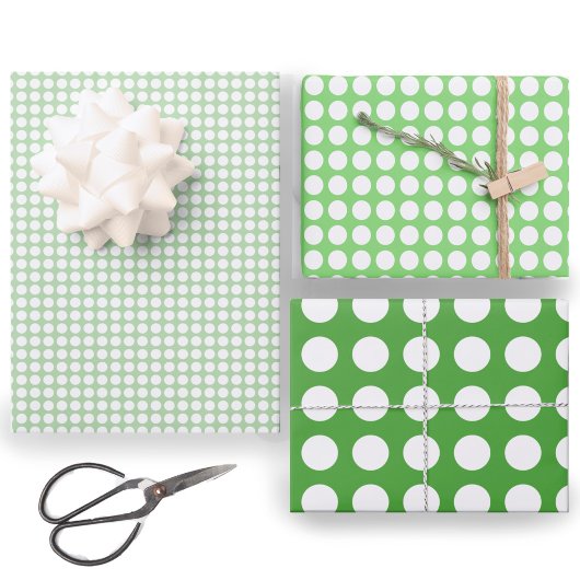 Einfaches Grün-Weiß-Punkte-Muster Geschenkpapier Set