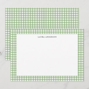 Einfaches grün-weißes Gingham personalisiert  Dankeskarte