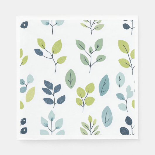 Einfaches, grünes, botanisches Leaf-Design Serviette (Vorderseite)