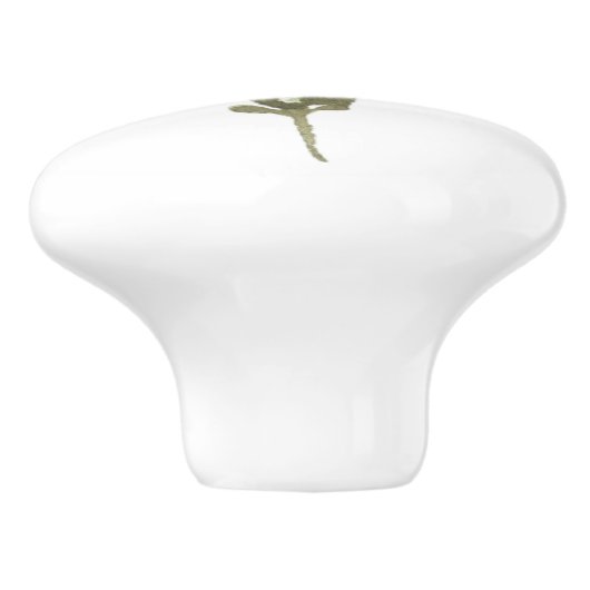 Einfaches grünes Botanisches Leaf Keramikknauf (Seitenansicht)