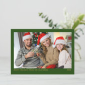 einfaches grünes Foto Feiertagskarte (Stehend Vorderseite)