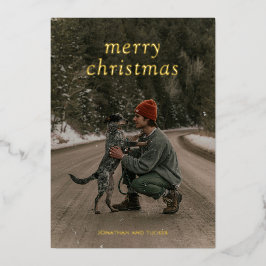 Einfaches grünes Foto Modernes Weihnachten Folien Feiertagskarte