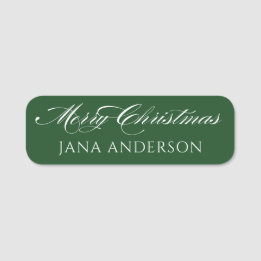 Einfaches grünes Frohe Weihnachten Custom Namensschild