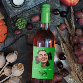 Einfaches grünes Glück in der Liebe Vierblättriges Weinetikett