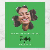 Einfaches grünes Glück in der Liebe Vierblättriges Weinetikett (Einzelnes Label)