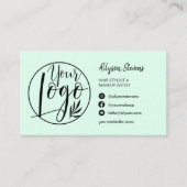 Einfaches, grünes Haarschminken-Foto-Logo qr Visitenkarte (Vorderseite)