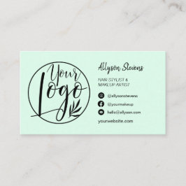 Einfaches, grünes Haarschminken-Foto-Logo qr Visitenkarte